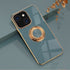 LDM iPhone 13 Plating Silicone Case Plain Metal Ring Holder Stand Soft Cover Accessory Mobile Phone Covers