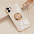 LDM iPhone 13 Plating Silicone Case Plain Metal Ring Holder Stand Soft Cover Accessory Mobile Phone Covers