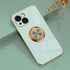 LDM iPhone 13 Plating Silicone Case Plain Metal Ring Holder Stand Soft Cover Accessory Mobile Phone Covers