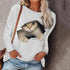 LDM Women's 3D Cat T-shirt Cat Graphic 3D Long Sleeve Print Round Neck loose printed Basic Tops