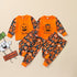 LDM Halloween Kids Unisex Hoodie & Pants 2 Pieces Long Sleeve Orange Black Cartoon Letter Print Cotton Casual