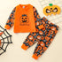 LDM Halloween Kids Unisex Hoodie & Pants 2 Pieces Long Sleeve Orange Black Cartoon Letter Print Cotton Casual