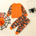 LDM Halloween Kids Unisex Hoodie & Pants 2 Pieces Long Sleeve Orange Black Cartoon Letter Print Cotton Casual