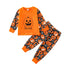 LDM Halloween Kids Unisex Hoodie & Pants 2 Pieces Long Sleeve Orange Black Cartoon Letter Print Cotton Casual