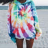 LDM Womens Tie-dye Printed Hoodies Autumn Pullover Pure Tops Women Loose Pullover Long Sleeve Sweatshirts Tops Sweatshirts Winter