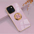 LDM iPhone 13 Plating Silicone Case Plain Metal Ring Holder Stand Soft Cover Accessory Mobile Phone Covers