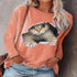 LDM Women's 3D Cat T-shirt Cat Graphic 3D Long Sleeve Print Round Neck loose printed Basic Tops