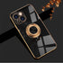 LDM iPhone 13 Plating Silicone Case Plain Metal Ring Holder Stand Soft Cover Accessory Mobile Phone Covers