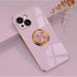 LDM iPhone 13 Plating Silicone Case Plain Metal Ring Holder Stand Soft Cover Accessory Mobile Phone Covers