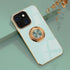 LDM iPhone 13 Plating Silicone Case Plain Metal Ring Holder Stand Soft Cover Accessory Mobile Phone Covers